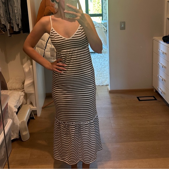 Brown and White Striped Maxi Dress - Picture 1 of 6